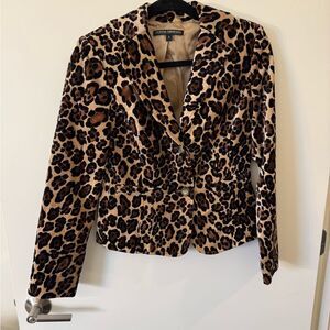 Donna Degnan Leopard Print Velvet Blazer